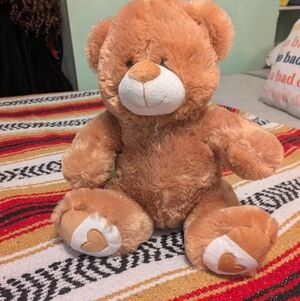 Plush Brown Teddy Bear with Heart Paws – Soft Stuffed Animal Toy